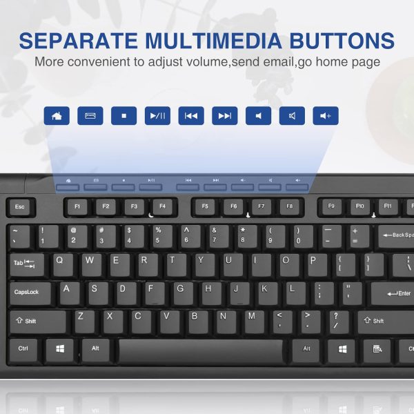 Rii RK907 Ultra-Slim Compact USB Wired Keyboard for Mac and PC,Windows 10/8 / 7 / Vista/XP (Black) (1PCS) - Image 5