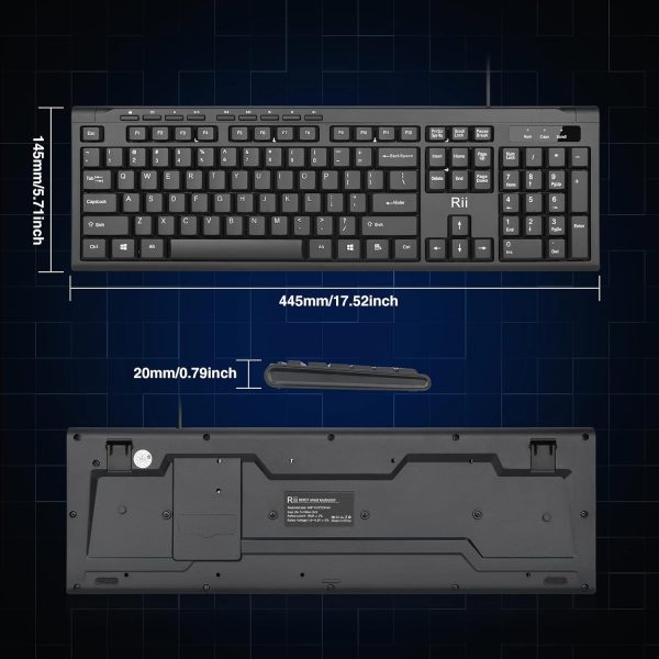 Rii RK907 Ultra-Slim Compact USB Wired Keyboard for Mac and PC,Windows 10/8 / 7 / Vista/XP (Black) (1PCS) - Image 7