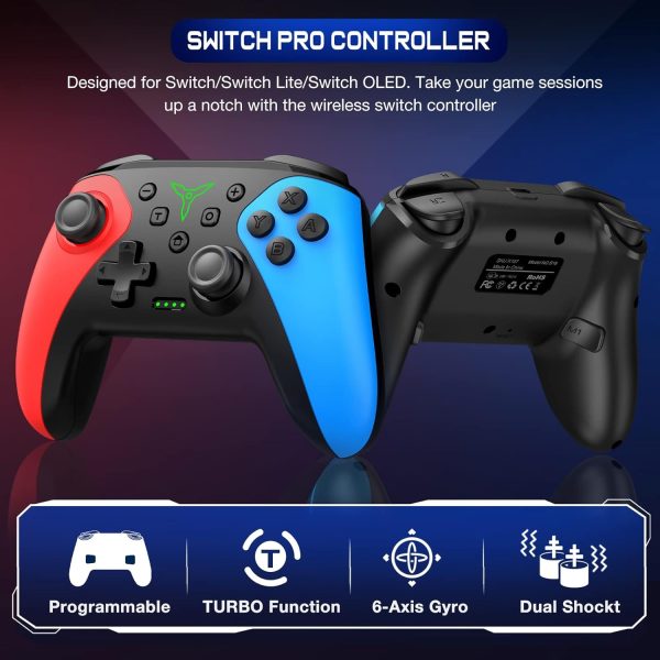Wireless Switch Controller for Switch/Lite/OLED Controller, Switch Controller with a Mouse Touch Feeling on Back Buttons, Extra Switch Pro Controller with Wake-up,Programmable, Turbo Function - Image 2