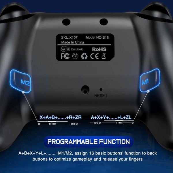 Wireless Switch Controller for Switch/Lite/OLED Controller, Switch Controller with a Mouse Touch Feeling on Back Buttons, Extra Switch Pro Controller with Wake-up,Programmable, Turbo Function - Image 3