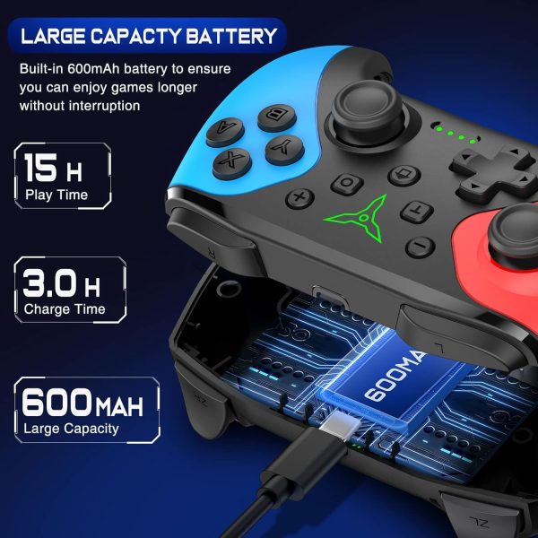 Wireless Switch Controller for Switch/Lite/OLED Controller, Switch Controller with a Mouse Touch Feeling on Back Buttons, Extra Switch Pro Controller with Wake-up,Programmable, Turbo Function - Image 6
